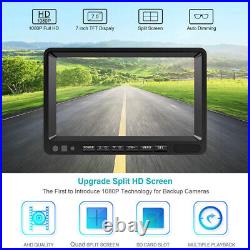 7 Quad Monitor DVR 4 Rear View Backup Camera For Truck RV Reverse Drive Record