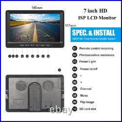 7 Quad Monitor DVR 4 Rear View Backup Camera For Truck RV Reverse Drive Record