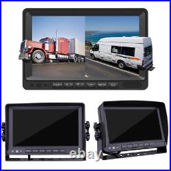 7 Quad Monitor DVR 4 Rear View Backup Camera For Truck RV Reverse Drive Record