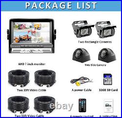 7 Quad Monitor DVR 4 Rear View Backup Camera For Truck RV Reverse Drive Record