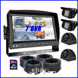 7 Quad Monitor DVR 4 Rear View Backup Camera System For Semi Box Truck RV