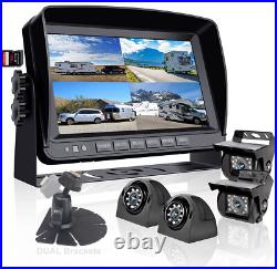 7 Quad Monitor DVR 4x 4PIN AHD Front Side Rear View Backup Cameras For Truck rv