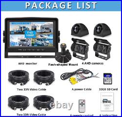 7 Quad Monitor DVR 4x 4PIN AHD Front Side Rear View Backup Cameras For Truck rv
