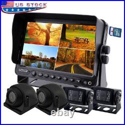 7 Quad Monitor DVR Recorder Truck Trailer Backup Camera Rear View Camera Kit