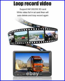 7 Quad Monitor DVR Video Recorder 4CH CCD Camera For Truck Bus Van Semi System