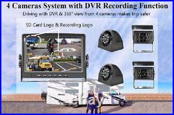 7'' Quad Monitor Screen DVR Backup Rear Side Front View Camera for Truck Trailer