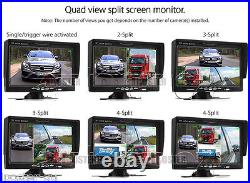 7 Quad Monitor Split Screen Side Reversing 4 Camera CCD 4PIN Kit Truck 24V/12V