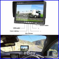 7 Quad Monitor Split screen 4x 4PIN 18 IR CCD Color Rear View Camera For Truck