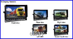 7 Quad Monitor Vehicle DVR Recorder Rear View Camera System For Truck Trailer