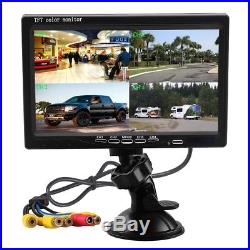 7 Quad Split HD Monitor +4x Front Side Backup Rear View Camera For Bus Truck RV