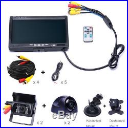 7 Quad Split HD Monitor +4x Front Side Backup Rear View Camera For Bus Truck RV