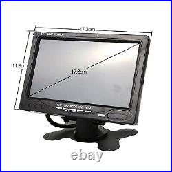 7 Quad Split LCD Monitor Screen+3 Backup Side/Rear View Camera For Bus Truck RV