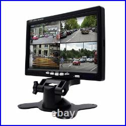 7 Quad Split Monitor +4 PCS Front Side Backup Rear View Camera For Bus Truck RV