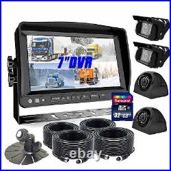 7 Quad Split Monitor 4 Rear View Backup Camera DVR System For Semi Truck Box RV