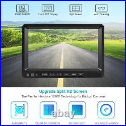 7 Quad Split Monitor 4 Rear View Backup Camera DVR System For Semi Truck Box RV