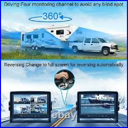 7 Quad Split Monitor DVR 4 1080P Rear View Reverse Parking Camera For Truck Van