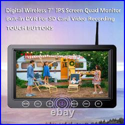 7 Quad Wireless Monitor DVR 4x Magnetic Rear View Backup Cameras Parking Kit