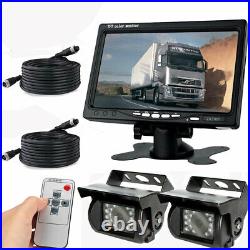 7 Rear View Monitor Night Vision System w 4-Pin Dual Reversing Camera for Truck