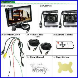 7 Rear View Monitor Night Vision System w 4-Pin Dual Reversing Camera for Truck