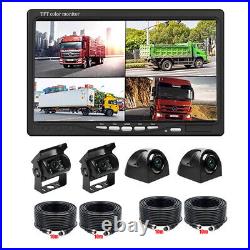 7 Split Monitor 4 Rear Side View Backup Camera System For Semi Box Truck RV Bus