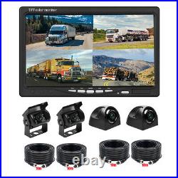 7 Split Monitor 4 Rear Side View Backup Camera System For Semi Box Truck RV Bus