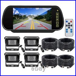 7 Split Monitor Mirror 4x CCD Rear View Backup Reverse Camera 12-24v for Truck