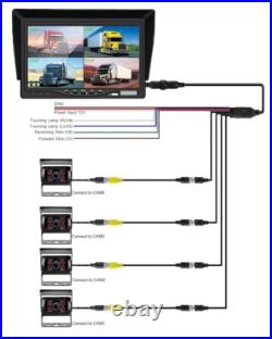 7 Split Screen Car Monitor 4x 4PIN IR Rear View Backup Cameras 4x 10m For Truck 7 Split Screen Car Monitor 4x 4PIN IR Rear View Backup Cameras 4x 10m For Truck
