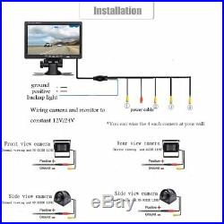 7 TFT Quad Split Monitor For Bus Truck + 4x Front Side Backup Rear View Cameras