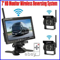 7 Wireless Car Monitor 12V-24V Dual Rear View Reversing System Backup Camera
