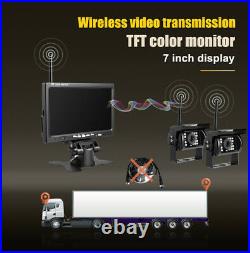7 Wireless Car Monitor 12V-24V Dual Rear View Reversing System Backup Camera