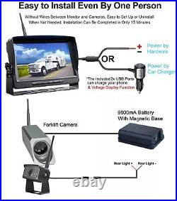 7 Wireless DVR Monitor Forklift Front View Camera Rear View Cam 9600MA Battery