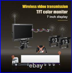 7 Wireless Dual Reverse Camera Rear View Monitor Kit for Truck Caravan Van Bus