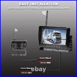 7'' Wireless Rear View DVR Quad Monitor 4x Backup Camera For Truck RV CCD 1080P