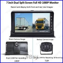 7 inch Split Front+Rear View Recorder DVR HD Monitor+AHD Camera For Truck VAN RV