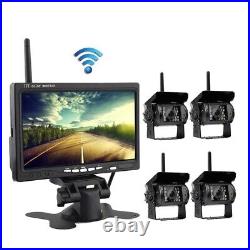 7in Quad Monitor DVR 4CH HD Rear Side View Camera For RV Truck Caravan Trailer