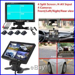 7inch 4 Split Video Display Monitor+4x HD 170° Front/Left/Right/Rearview Cameras