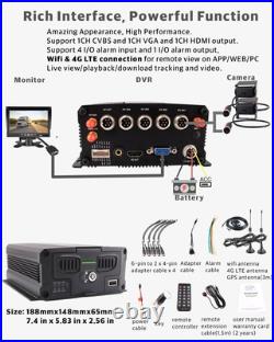 8CH 1080P WIFI GPS 4G Truck DVR MDVR Backup Camera System 10 Screen Remote View