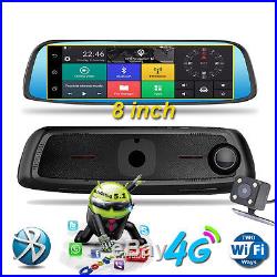8 4G GPS Bluetooth WIFI Rear View Mirror DashCam Car DVR Backup Camera G-Sensor