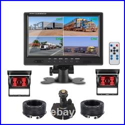 9Quad Monitor+2x4PIN Rear View Backup Cameras+2x10m 12V 24V For Truck Carvan RV