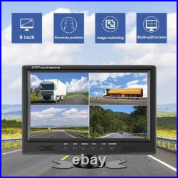 9Quad Monitor+2x4PIN Rear View Backup Cameras+2x10m 12V 24V For Truck Carvan RV