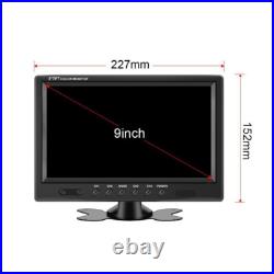 9Quad Monitor+2x4PIN Rear View Backup Cameras+2x10m 12V 24V For Truck Carvan RV