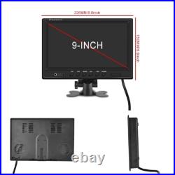 9Quad Monitor+2x4PIN Rear View Backup Cameras+2x10m 12V 24V For Truck Carvan RV