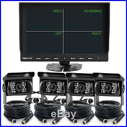9Quad/Split LCD Backup Rear View Reversing Reverse Monitor Camera Kit For Truck