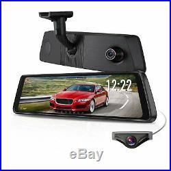 9.88'' Dual Lens Touch Screen Car DVR Rear View Mirror Dash Cam Backup Camera