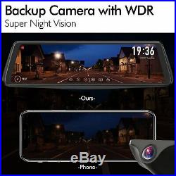 9.88'' Dual Lens Touch Screen Car DVR Rear View Mirror Dash Cam Backup Camera