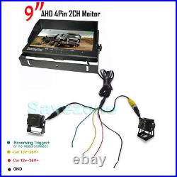 9 DVR Monitor+ 2x HD 1080P Car Reverse Rear View Mirror Backup Camera RV camper