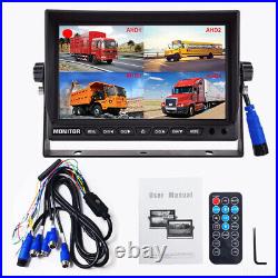 9 DVR QUAD Monitor 4CH Realtime Recording Reversing CCD Camera 32GB For Truck