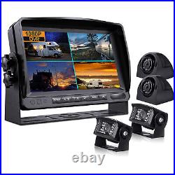 9 DVR Quad Monitor 4x 4CH Realtime Backup Dash Cam Side Recording Camera Truck