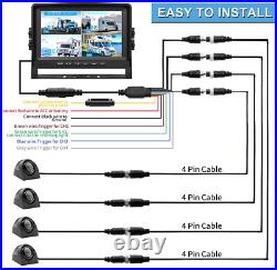 9 DVR Quad Monitor 4x 4CH Realtime Backup Dash Cam Side Recording Camera Truck