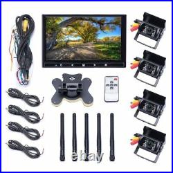 9 HD Monitor + 4 Wireless Rear View Camera Backup Night Vision For RV Truck Bus